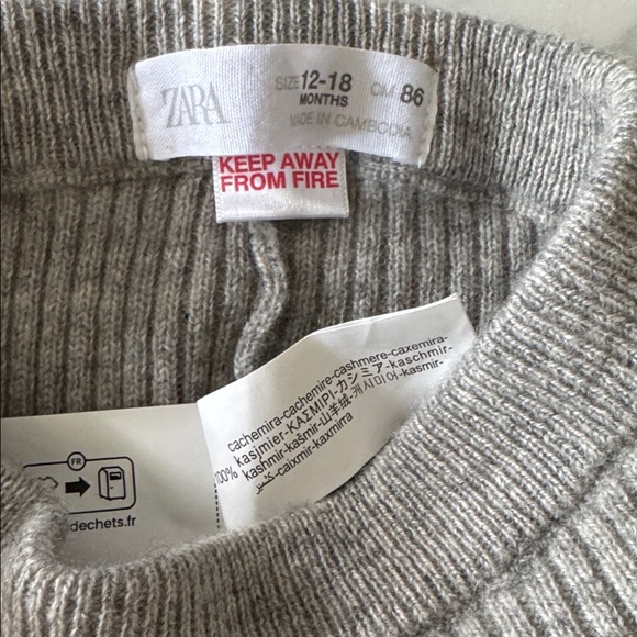 Zara 100% cashmere gray Kids Leggings - Picture 2 of 3